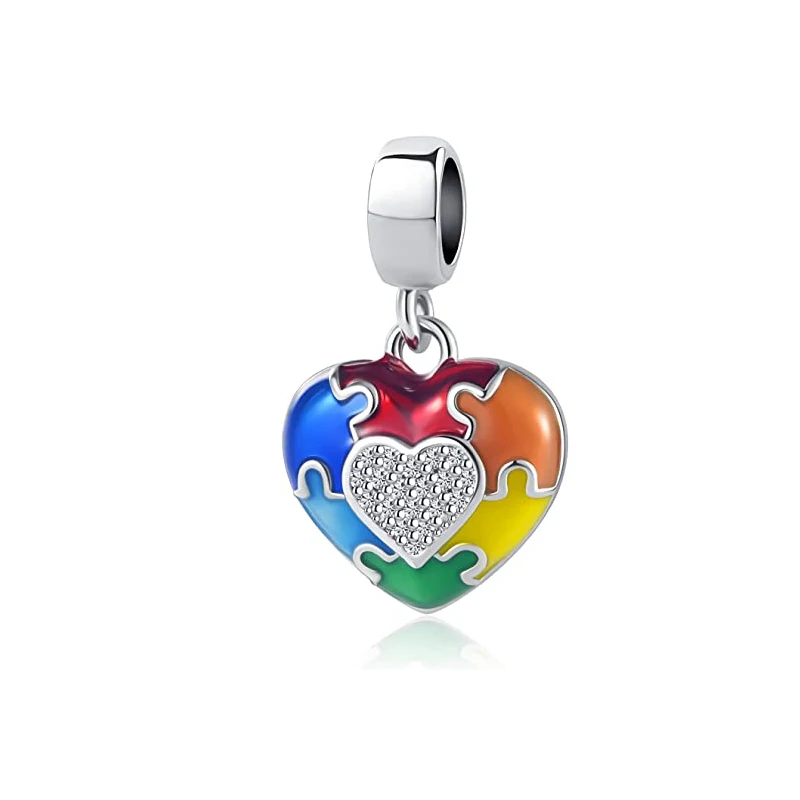 المبيعات الساخنة 925 الفضة ، على شكل قلب العلم الوطني ، لغز قلادة بها خرزات ، الأوروبي الأصلي سوار DIY التبعي ، مجوهرات رائعة