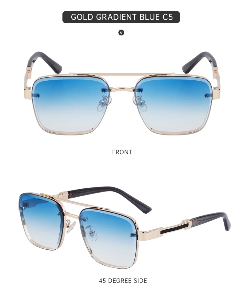 Übergroße quadratische Sonnenbrille für Herren, große Luxus-Designer-Vintage-Metall-Sonnenbrille für Männer, modische Eyewear, Gafas De Sol – Detail 15