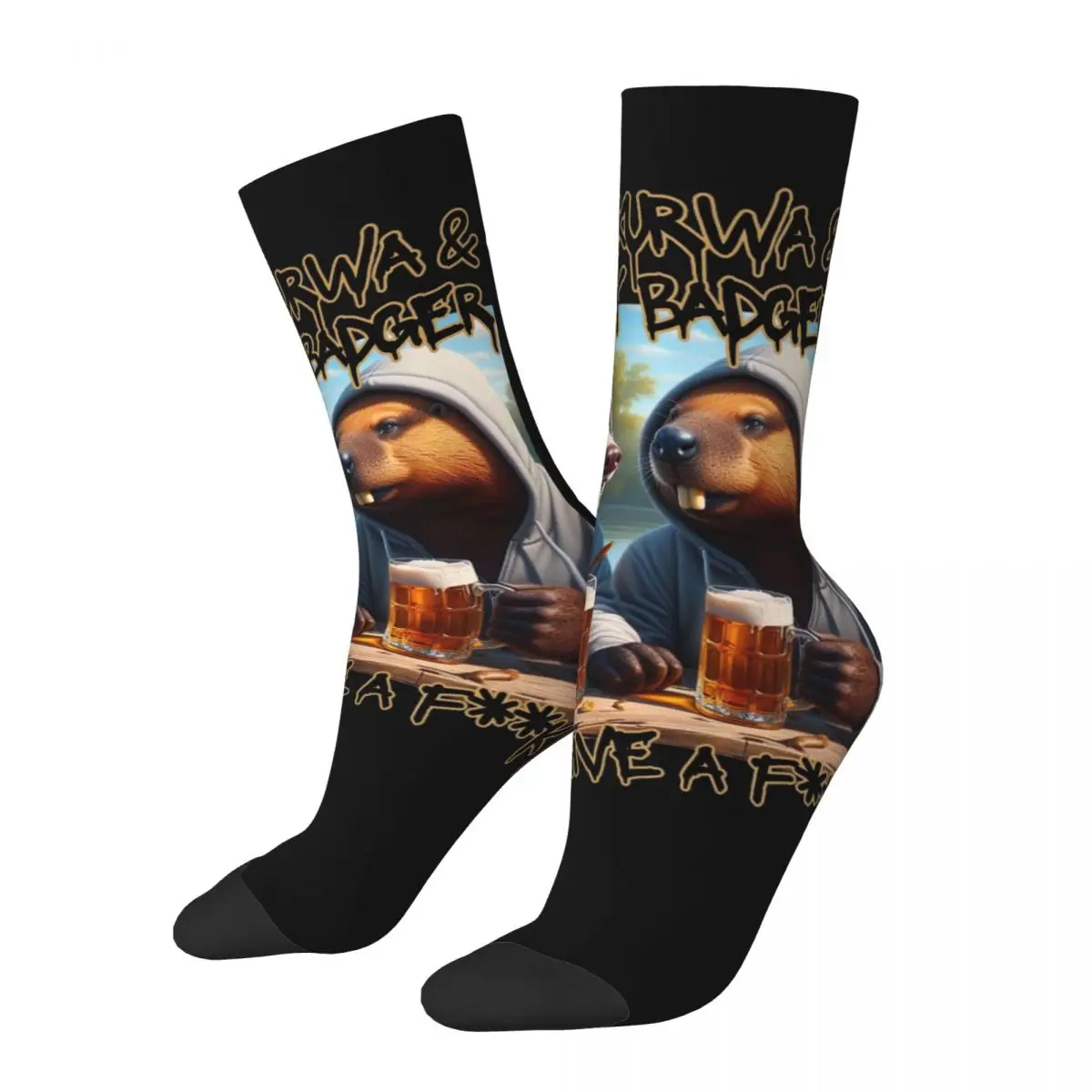 Funny Men's Socks Casual Bobr Kurwa And Honey Badger Don't Give Sock Skateboard Women's Socks Spring Summer Autumn Winter