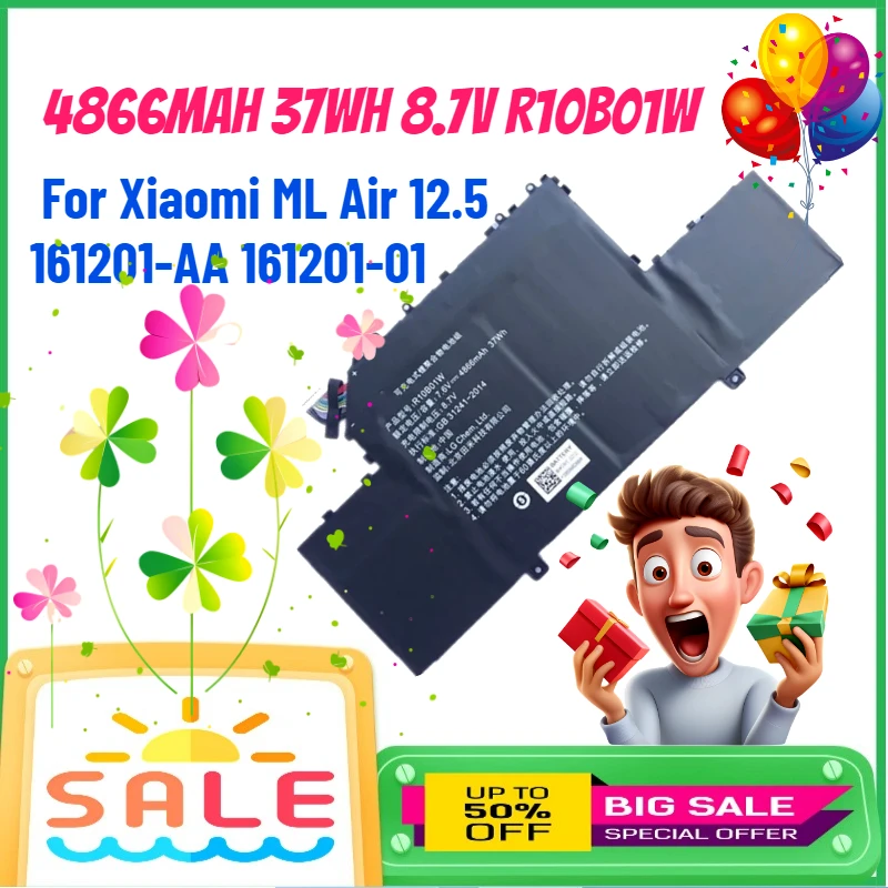 

4866mAh 37Wh 8.7V R10B01W Laptop Battery for Xiaomi ML Air 12.5 161201-AA 161201-01 Rechargeable Battery