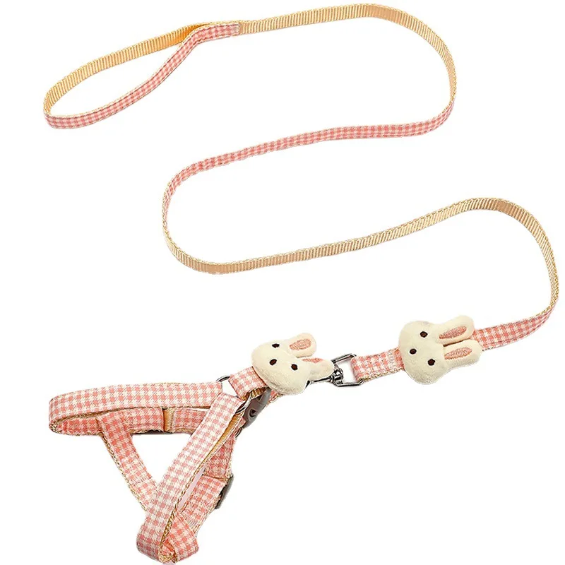 Dog Harness For Dogs Cats Adjustable Kitten Collar Pet Harness With Leash Set Plaid Chest Vest Leash Dog Leads Accessories