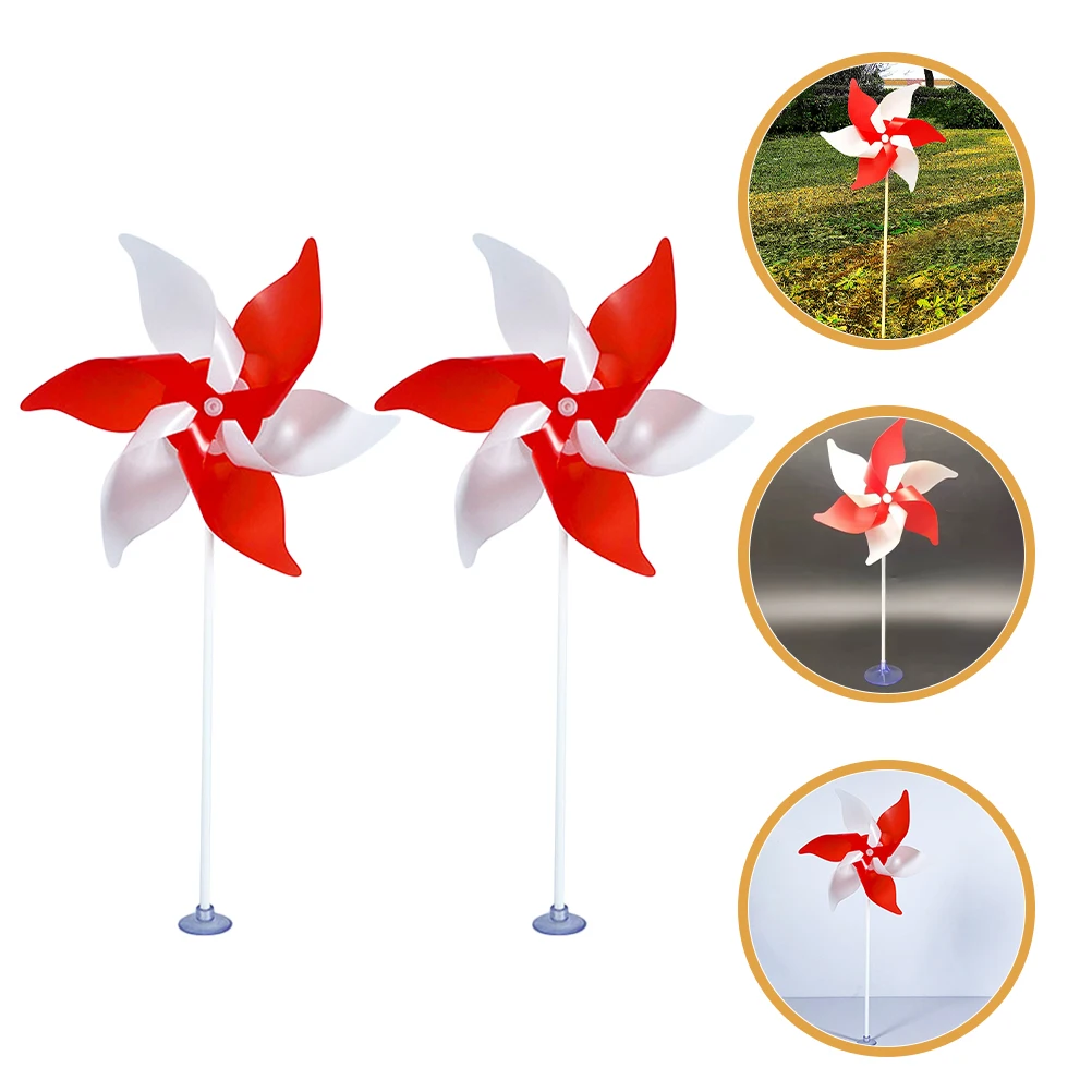 Moulin à vent coloré, 10 pièces, décoration de bureau rouge et blanc, décor de pelouse de jardin, roues à broches d'extérieur pour jouet de jardin