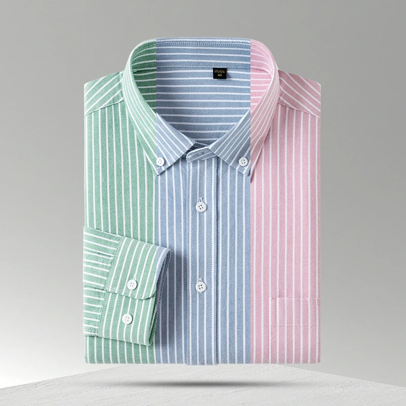

6XL Men Shirts Long Sleeve 100 Cotton Oxford Casual with Pocket Big Sizes Soft Cozy Shirts Men Long Sleeve Slim Fit