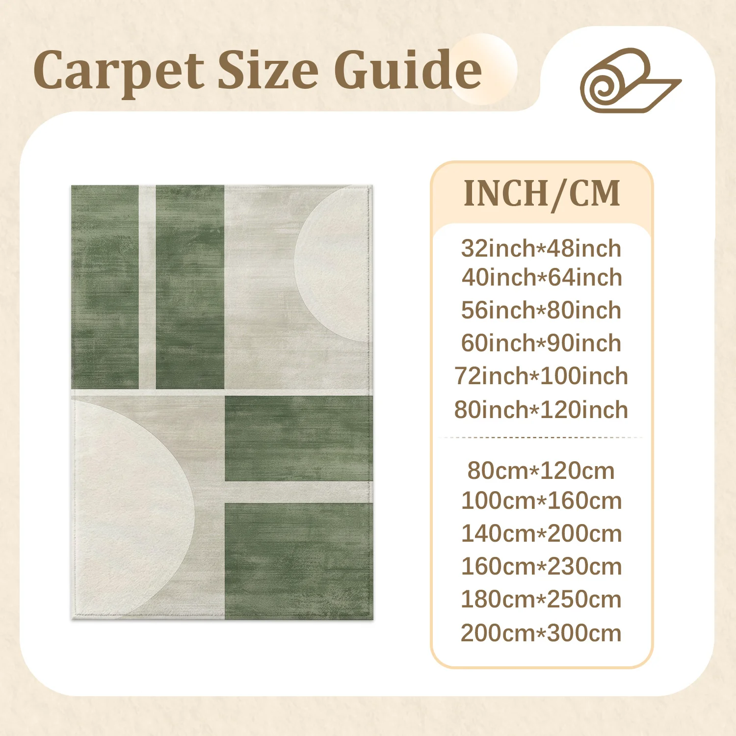 Large Indoor Area Rug, Soft Velvet, Low Pile, Non-Slip Dotted Backing, Machine Washable, Modern Geometric Sage Green & Off-White Abstract Pattern for Living Room, Bedroom, Entryway Home Decor
