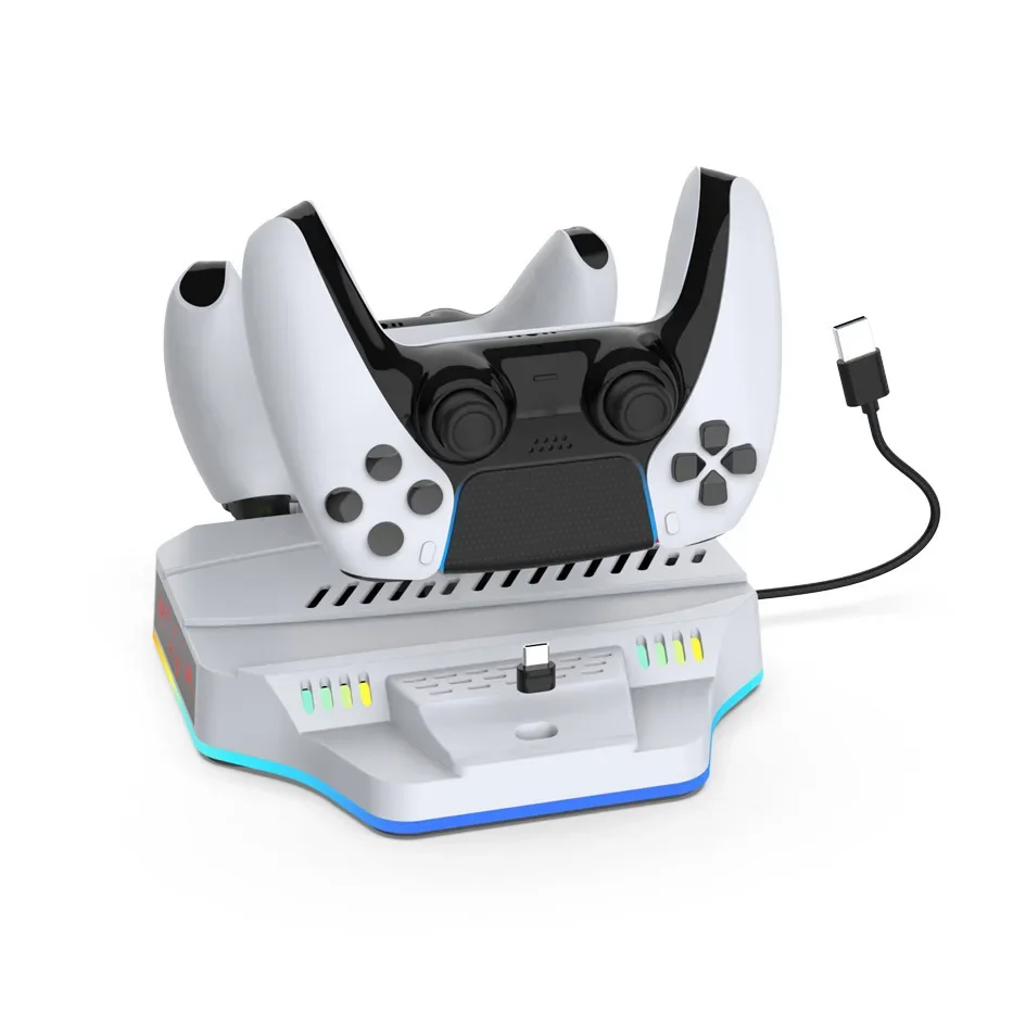 TP5-3583B for PS5pro/PS5Slim host cooling base with RGB ambient light fan P5 elite handle Stand charger Charging Dock