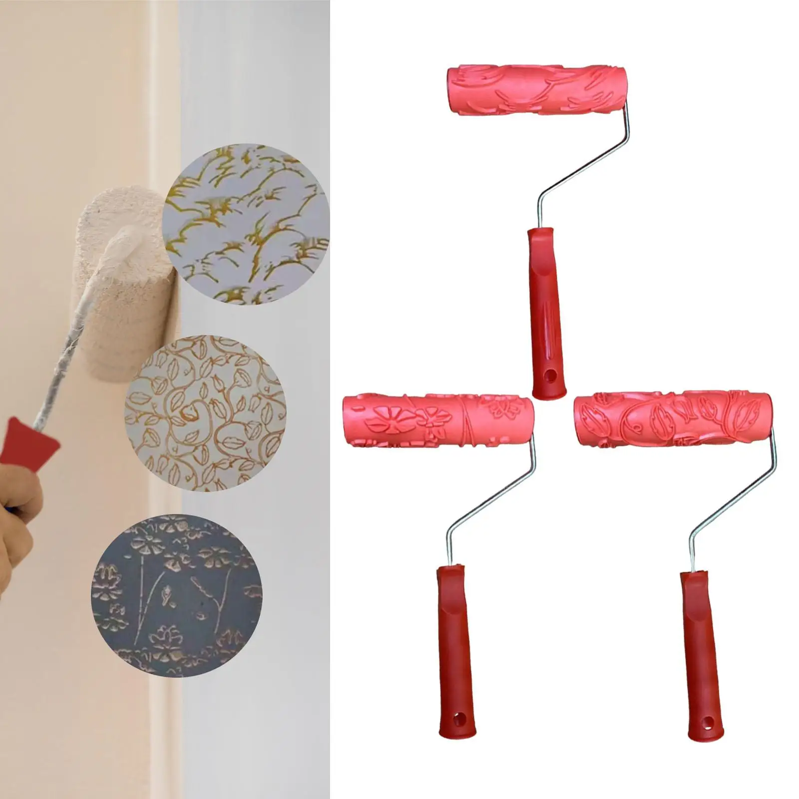 Rodillo de pintura de goma con textura de 178mm, herramienta de repuesto de pintura artística para Interior