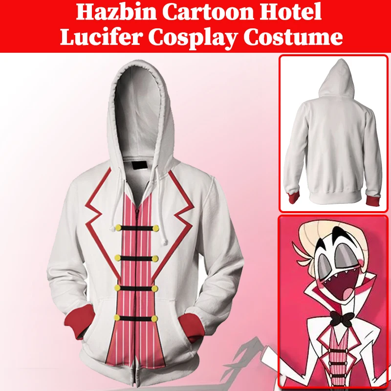 

Cartoon Hell Inn Lucifer Cosplay Anime Unisex Hoodies Streetsuits Adult Coat Jacket Women Men Halloween Casual Role Suits