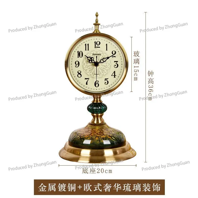 Living Room Light Luxury Metal Table Clock Ornament Clock Table Creative Decorative Table Silent Fashion Clock