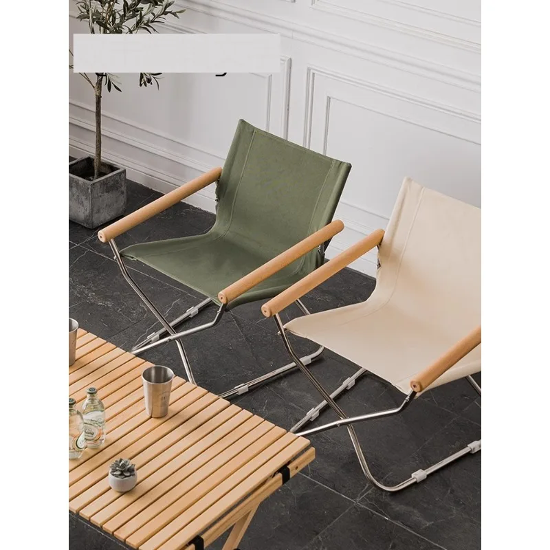 

Household canvas folding chair small apartment balcony modern lazy lounge chair Nordic leisure camping portable chair