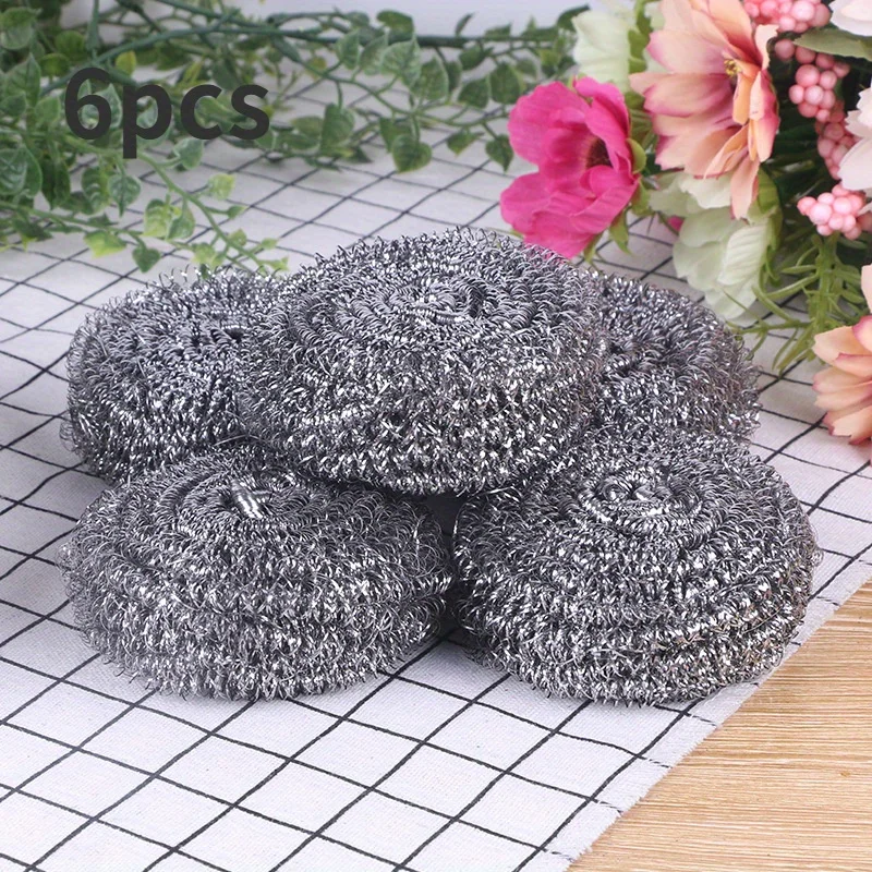 6pcs Scourer Steel Wool For Cleaning Dishes Pans Pots Ovens Grills Stainless Steel Scrubber For Kitchen Sinks Cleaning