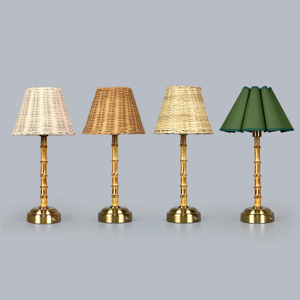 

Modern Rechargeable Table Lamp Cordless Indoor Lighting Bedroom Replaceable Rattan Bamboo Lampshade Led Table Lamp 2700K