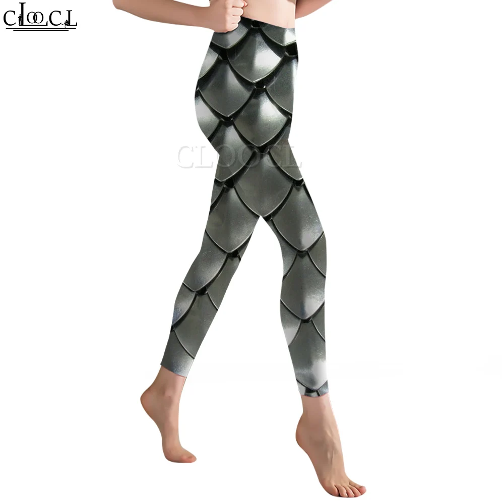 CLOOCL New Trendy Women Legging Fish Scales Armor Pattern Trousers Female Workout Push Up Jogging High Waist Elastic Pants