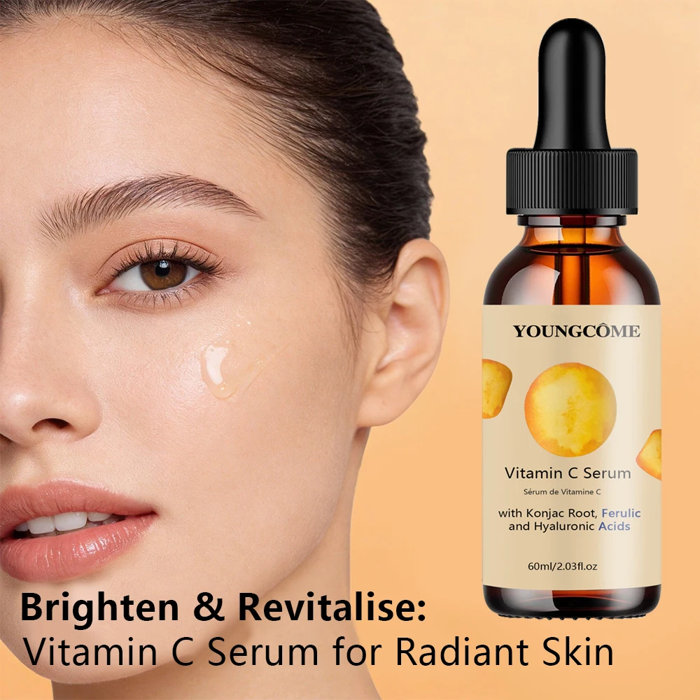 Soro facial com vitamina C 40/60ml - Fórmula de ácido hialurônico de absorção rápida para todos os tipos de pele para uso diário
