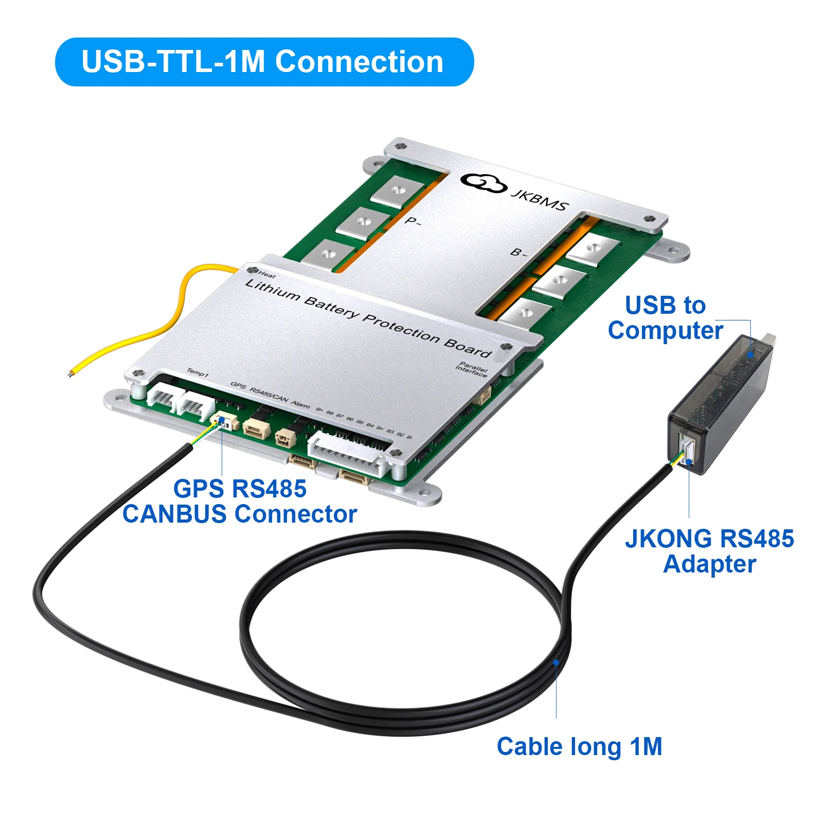 JIKONG RS485 كابل USB إلى TTL محول 100 سنتيمتر طويل RS485 إلى موصل الكمبيوتر ل JIKONG الذكية BMS JK BMS اكسسوارات #2