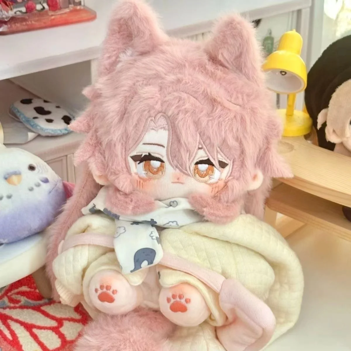 20cm Game Honkai: Star Rail Jiaoqiu Pink Ear Tail Plush Cotton Doll Body Cosplay Anime Dress Up Stuffed Toys Dolls Gift