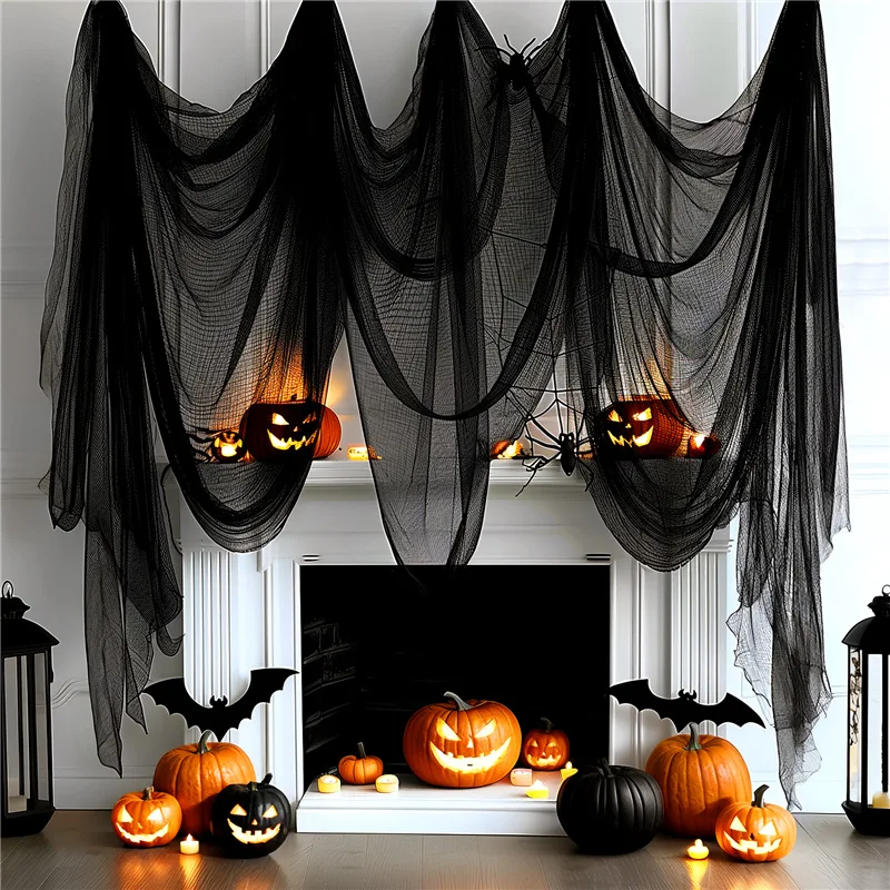 

Horror Halloween Decoration Black Gauze Spider Web Scary Haunted Houses Home Decor Terror Scene Props Halloween Party Decoration