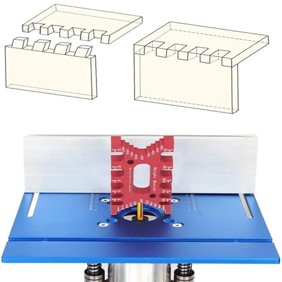 AB06 Dovetail Jig Tenon Caliper,Aluminum Alloy Scale Measuring Tool Woodworking Saw Table Machine for Router and Table Saw-A