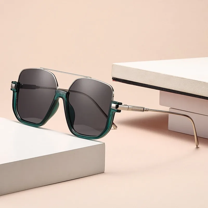 

Ретро-солнцезащитные очки-авиаторы из металла в корейском стиле для женщин, квадратные, модные, популярный брендовый дизайн, защита от УФ-излучения UV400