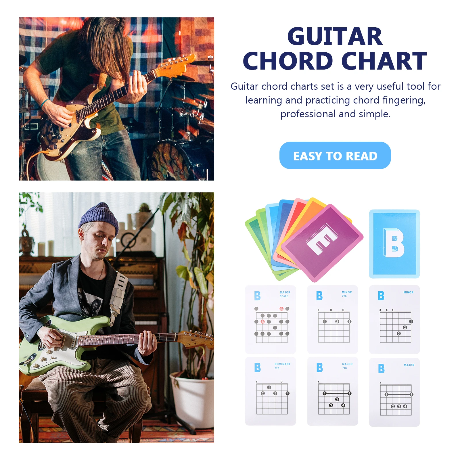 

49pcs Guitar Chord Chart Poster Large Font Foldable Wall Mountable Coated Paper Music Chords Poster For Beginners Guitar