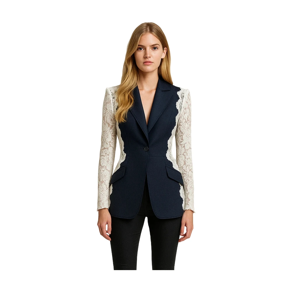 Women's Dresses Suit Gowns Elegant New Style Lace Top Jacket Coat And Pants For Female Satin 2 Pieces Suit Customized W30
