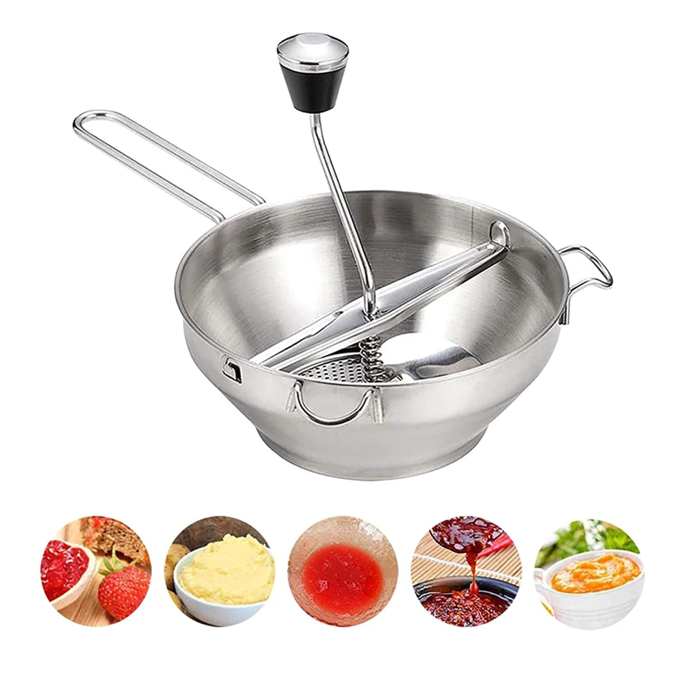 Manual Food Grinder Stainless Steel 3 Grinding Disc Kitchen Tools Jam Machine Making Vegetable Crusher For Fruits Sauces Purees