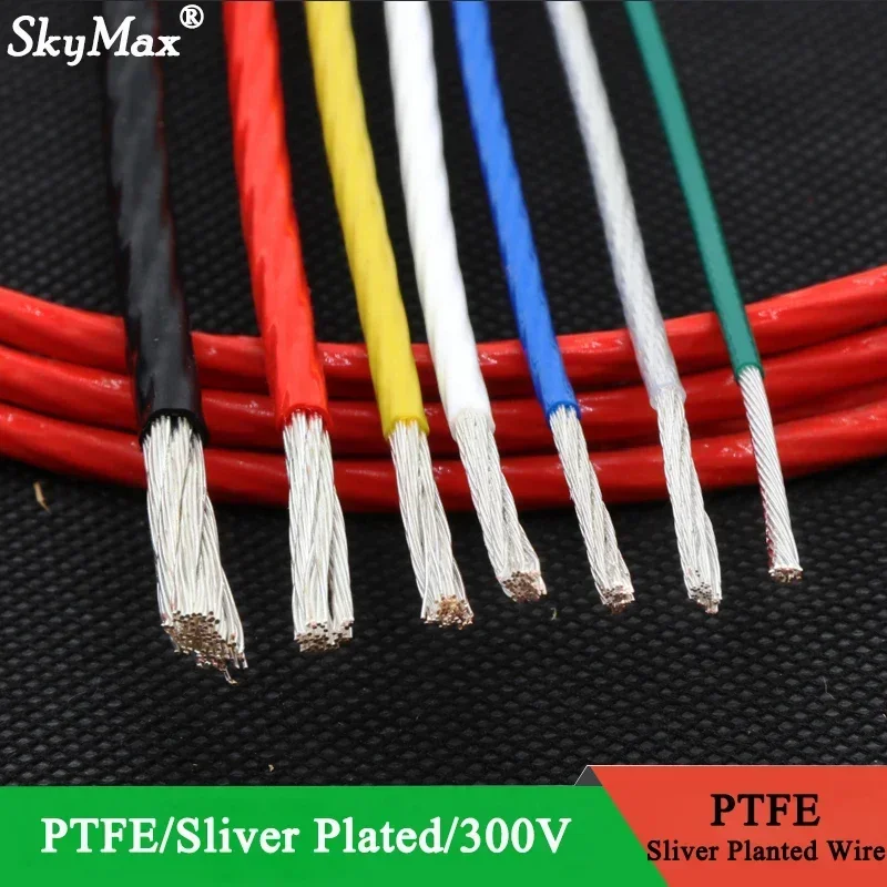 

1/5M 10/11/13/14/15/18/20/22/24/26/28/30 AWG Silver Plated PTFE Wire High Purity OFC Copper Cable For 3D Printer DIY