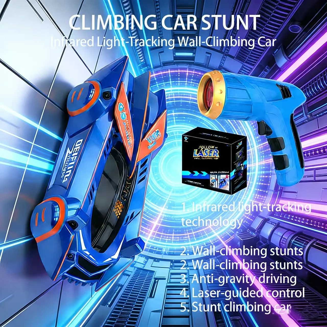 

2025Light Chasing Wall Альпинистский автомобиль Инфракрасный датчик Дистанционное управление Стена с полным приводом Гоночные детские игрушки