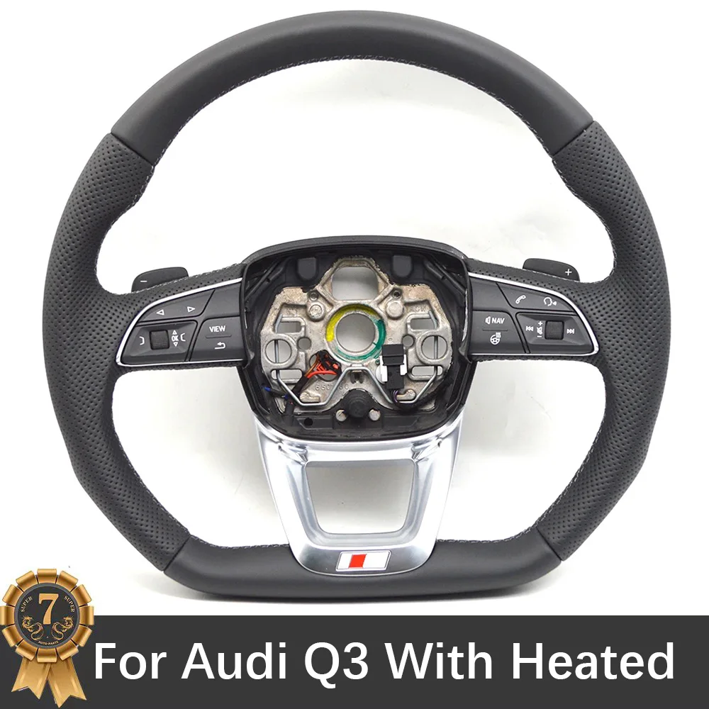 For Audi Q3 Perforated Leather Multifunctional Heated Steering Wheel Base Accessories