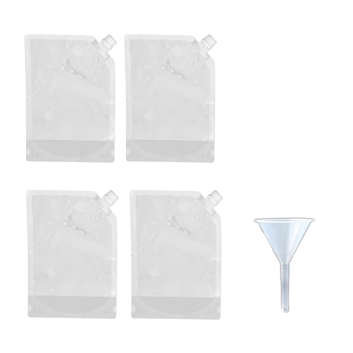 

5 Pcs Transparent Self-reliance Bag Reusable Plastic Drinking Flasksh Flask Holder for Liquor Beverages (1L Large Bag