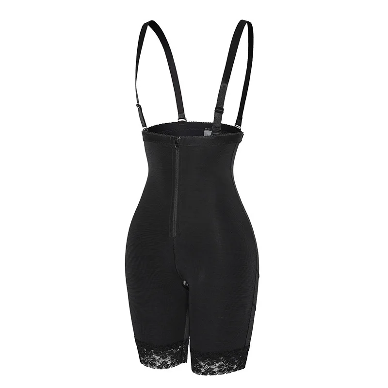 High Compression Bodysuit Girdles Zipper High Waist Sling Corset Shapewear Open Crotch Abdomen Pants Women Butt Lifter