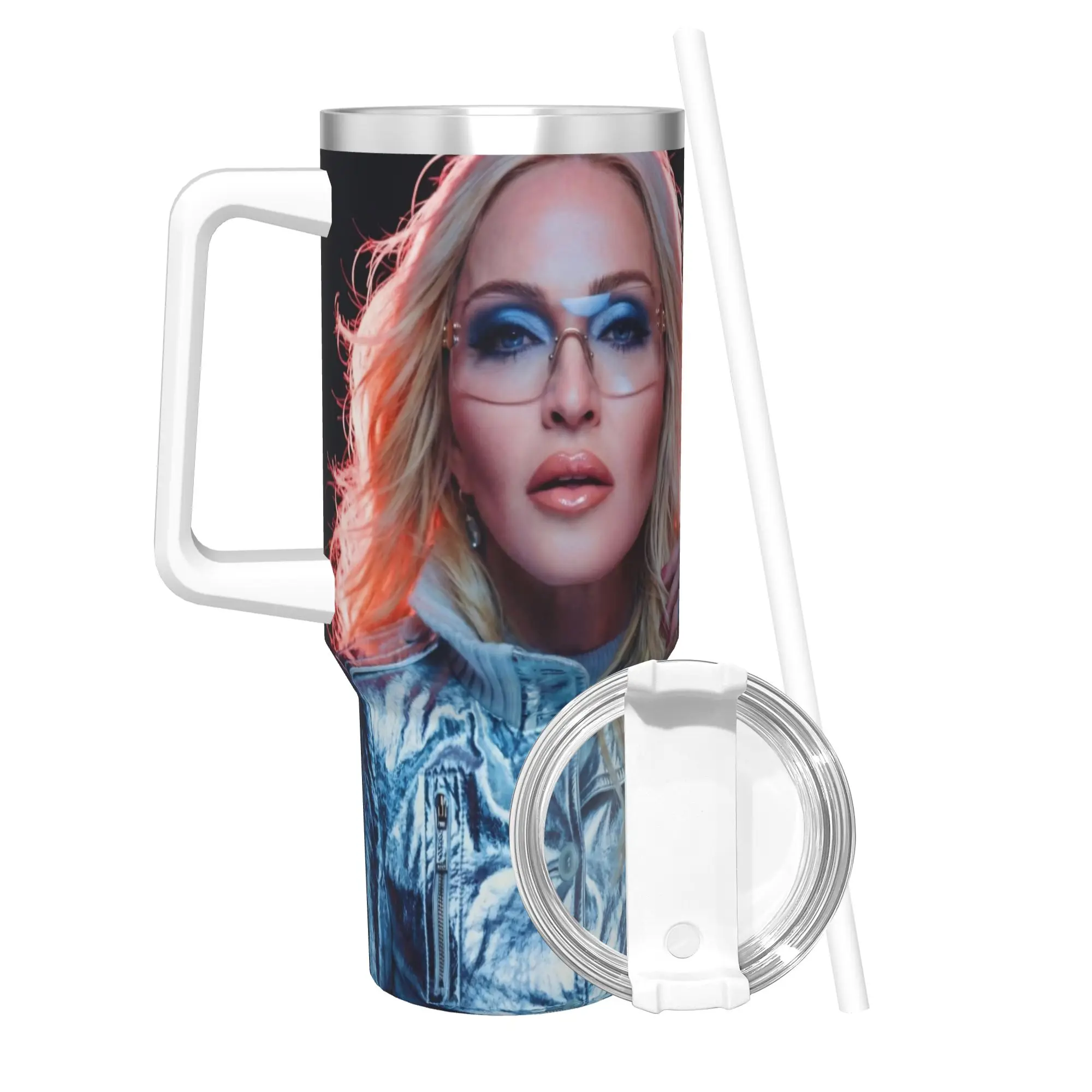 M-Madonnas Confessions II Tumbler With Straw  Stainless Steel Mug Cups Double Wall Vacuum Insulated for Cold Or Hot 40oz