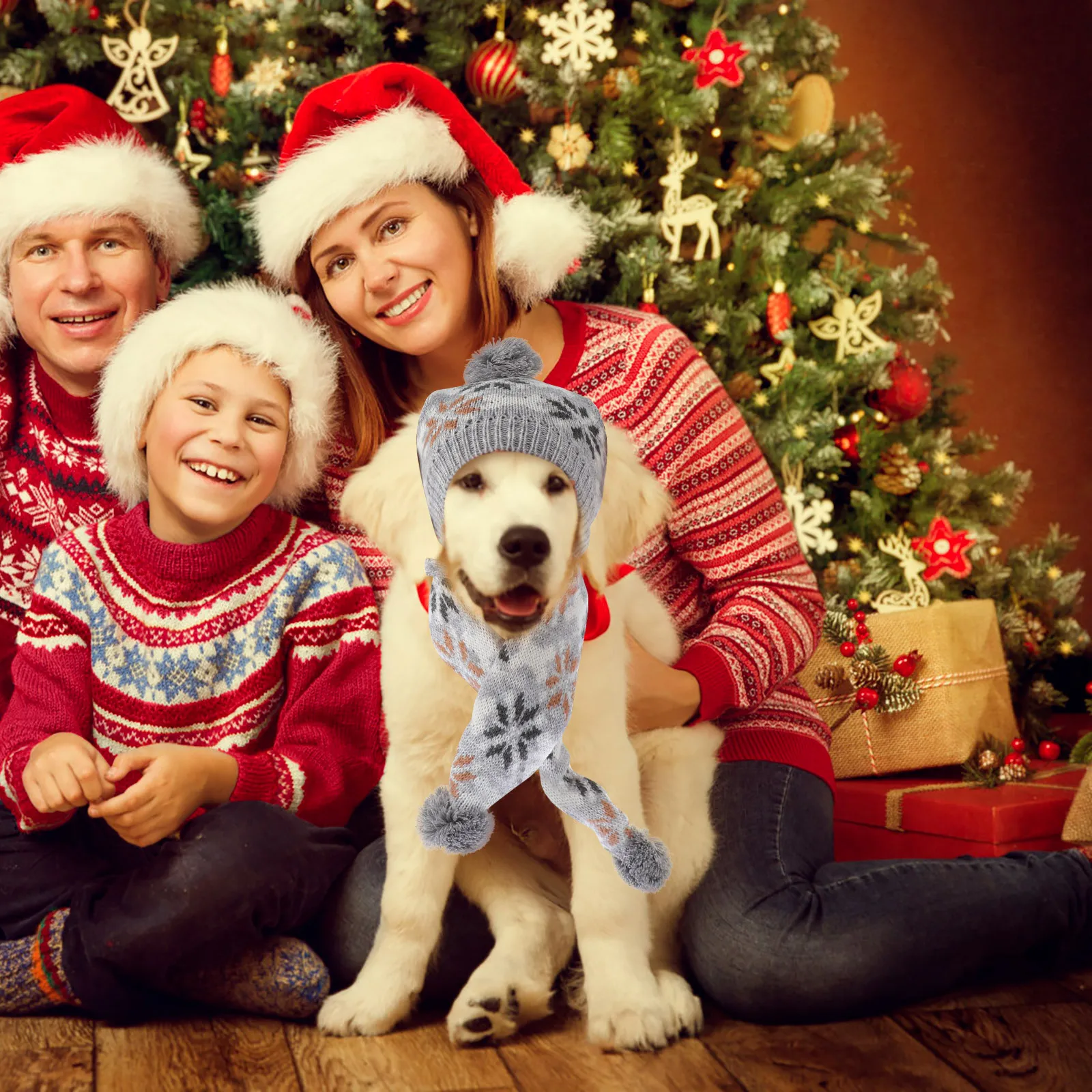 

1Set Hat and Scarf Set for Dog Pet Christmas Costume Supplies Warm Comfortable Pet Dog Scarf Xmas Puppy Accessories