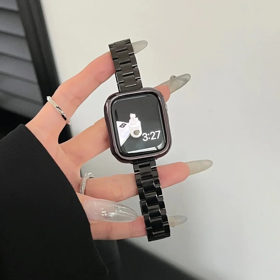 Cienki metalowy pasek na nadgarstek ze stali nierdzewnej do Apple Watch Series 9/8/7/6/5/4/3/2/1 kompatybilny z IWatch 38/40/41/42/44/45mm