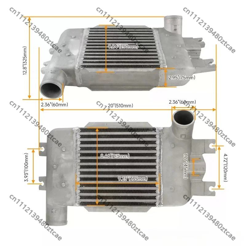 Upgraded Oversized Turbo Intercooler, High‑Performance Charge Air Cooling Radiator, Car Modified Aftermarket Replacement Parts