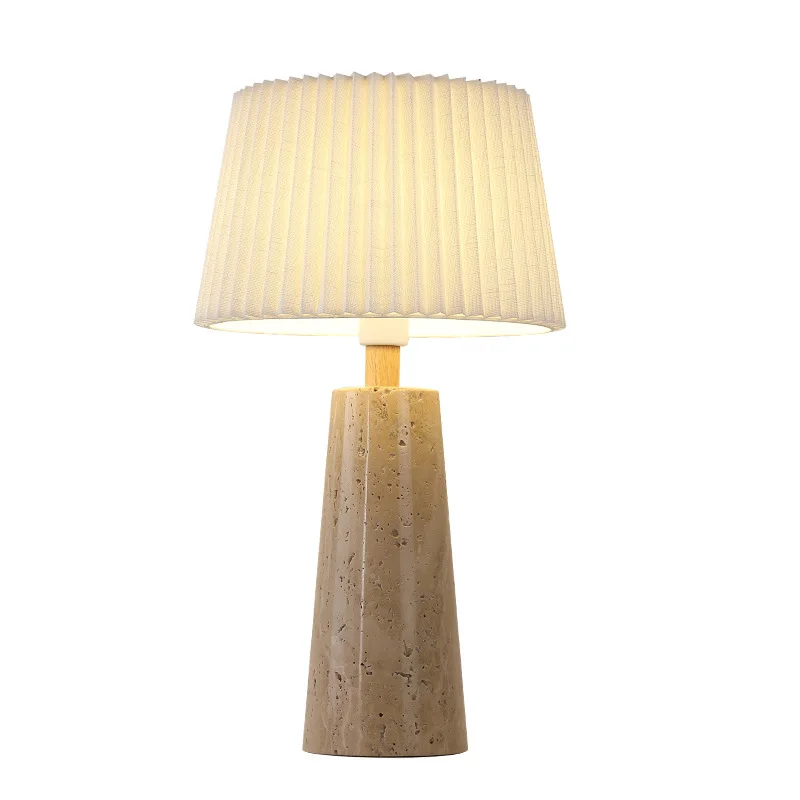 

Original brand new！Simple Design Yellow Travertine Stone Table Light Japanese Hotel Table Deco Lamp Homestay Living Room Bedroom