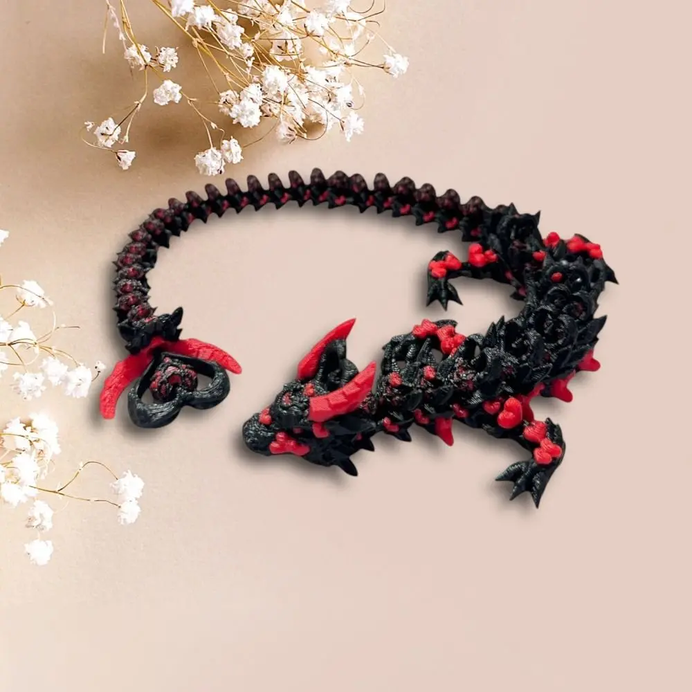 Drago stampato in 3D con occhio simulato Stampaggio all-in-one Drago cinese Stampato in 3D Drago Diceratops Girevole flessibile