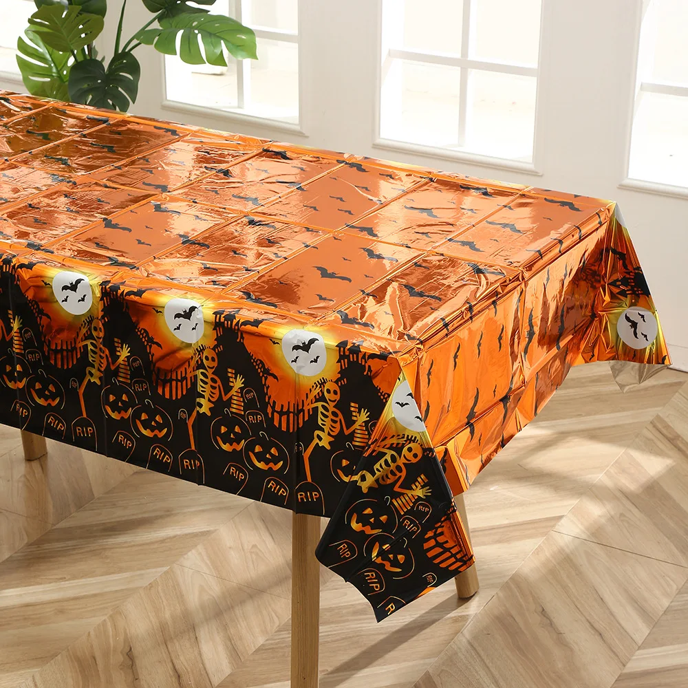 137x183Cm Halloween Party Horror Reaper Cute Pumpkin Skull Disposable Tablecloth Dessert Table Rectangular Table Decoration