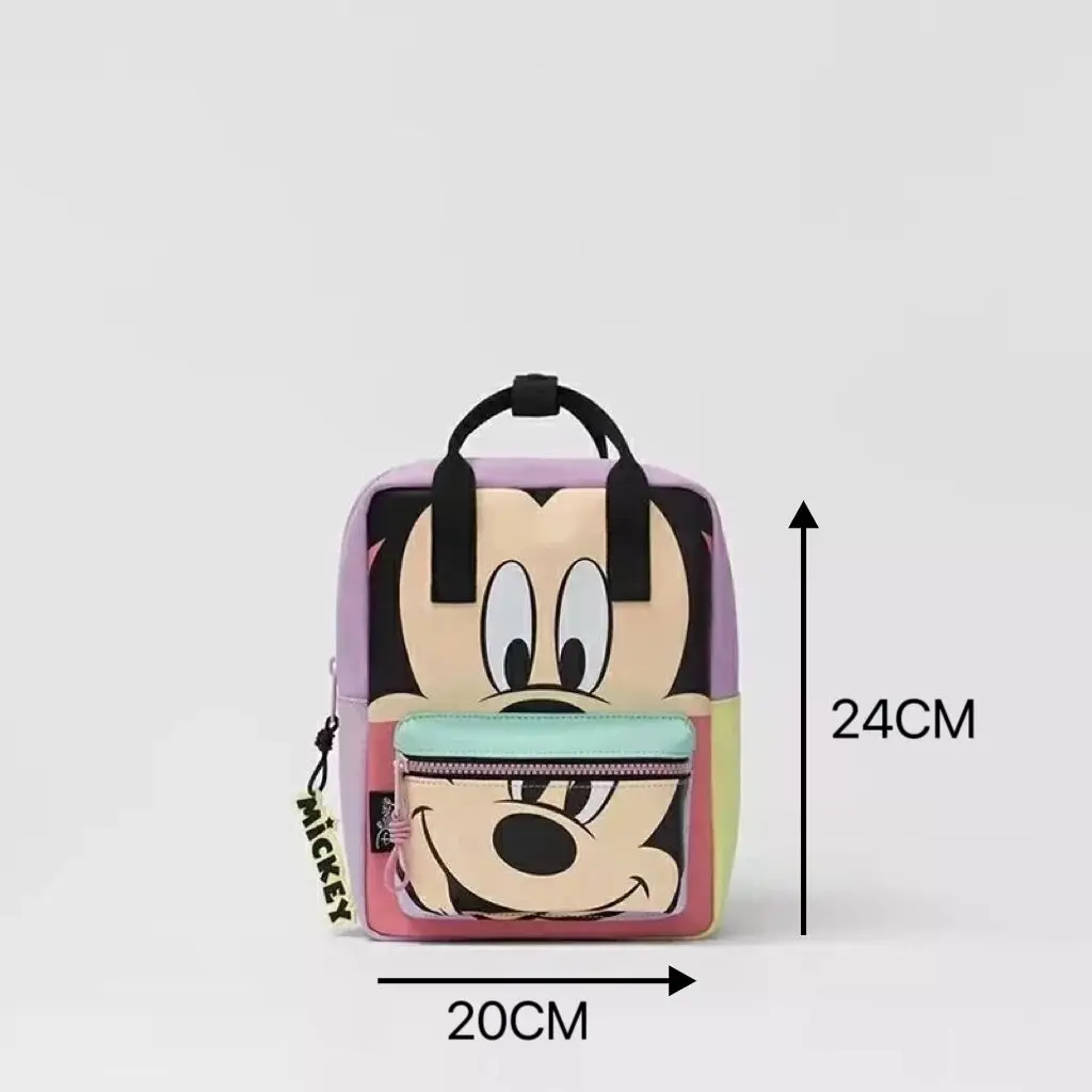 New Canvas Children Bag Baby Backpack Small Disney Brand Pink Minnie Mouse Print Girls Fashion Two Shoulders Backpack School Bag