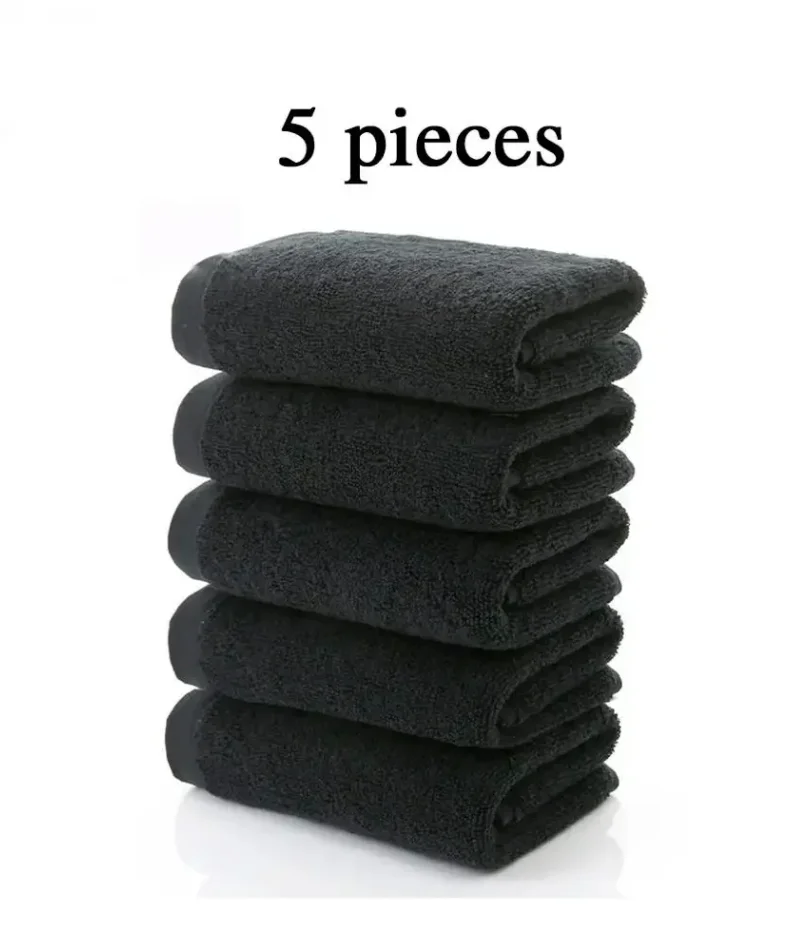 

5 pieces 35x75cm 100% Cotton Black Face Towel Set No Fading Hand Towels for Men Hotel Corporate Gift Soft and Highly Absorbent
