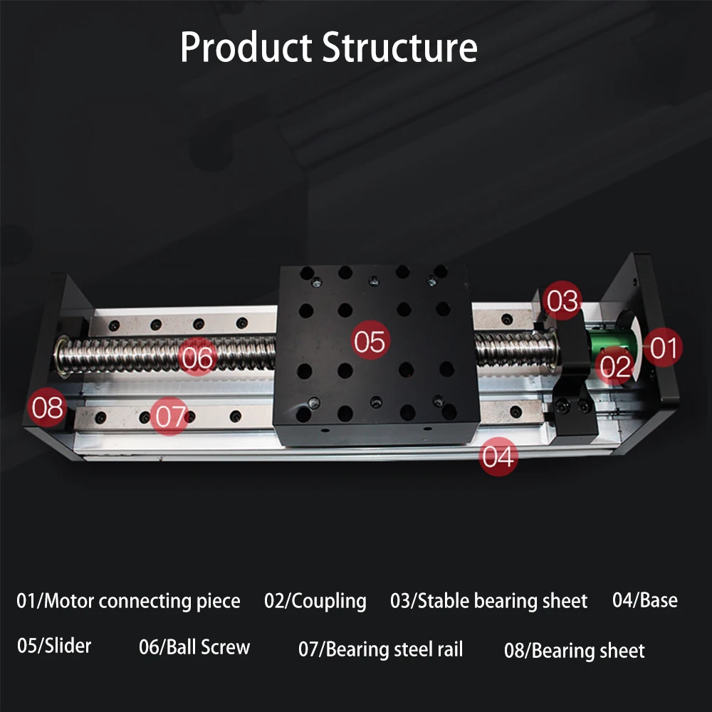 1204 1605 Ball Screw Rail Slide Linear Guide Stage Slide Manual Sliding Table for CNC Z Axis Linear Actuator 300mm Linear Stroke