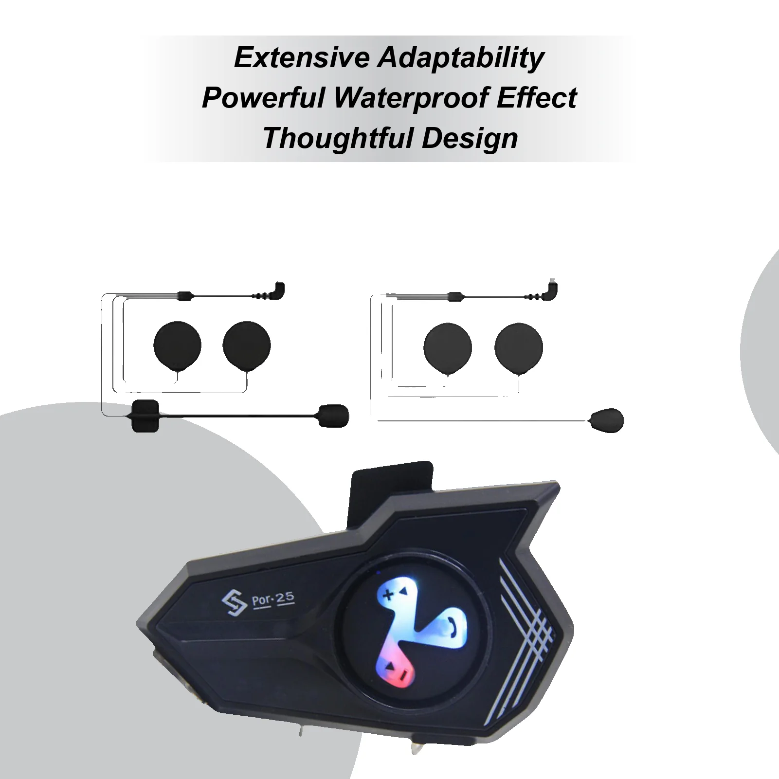 

Motorcycle Helmet Headphones Helmet Communication System Colorful Light Voice Assistant Noise Cancellation Waterproof Earphone