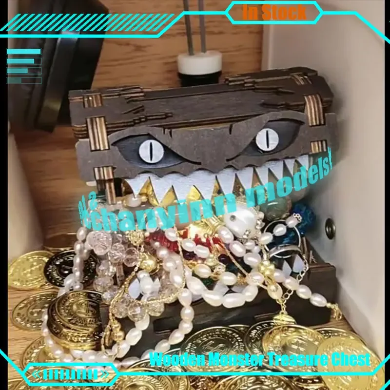 

10cm Mini Monster Treasure Box Action Figure Monster Treasure Box Storage Wooden Box Anime Figures Creative Handicraft Ornaments