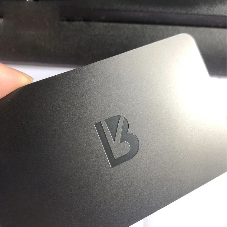 Customized query Affordable Personalized Brand Logo and Information Laser Engraving 0.8mm Matte Black Electroplated NFC Metal Bu