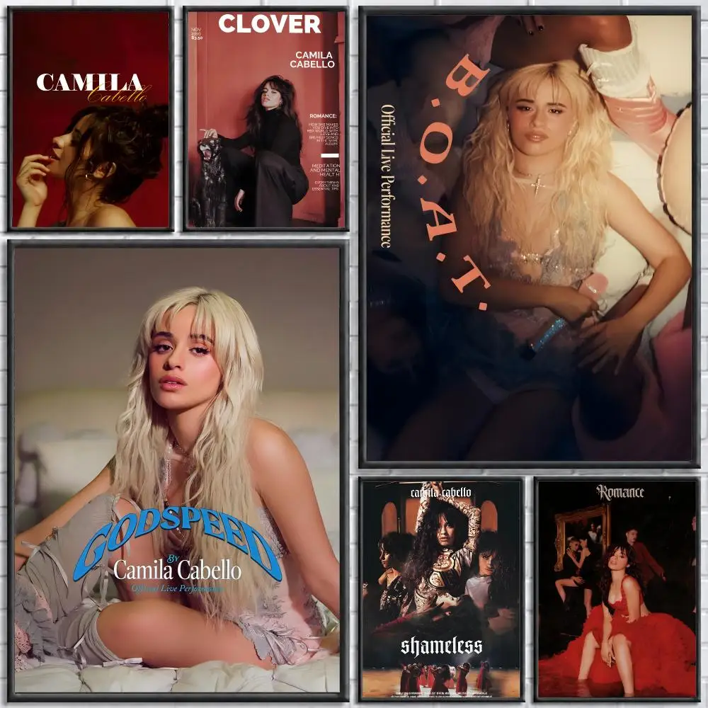 Singer Camila Cabello Poster Self-adhesive Art Waterproof Paper Sticker Coffee House Bar Room Wall Decor