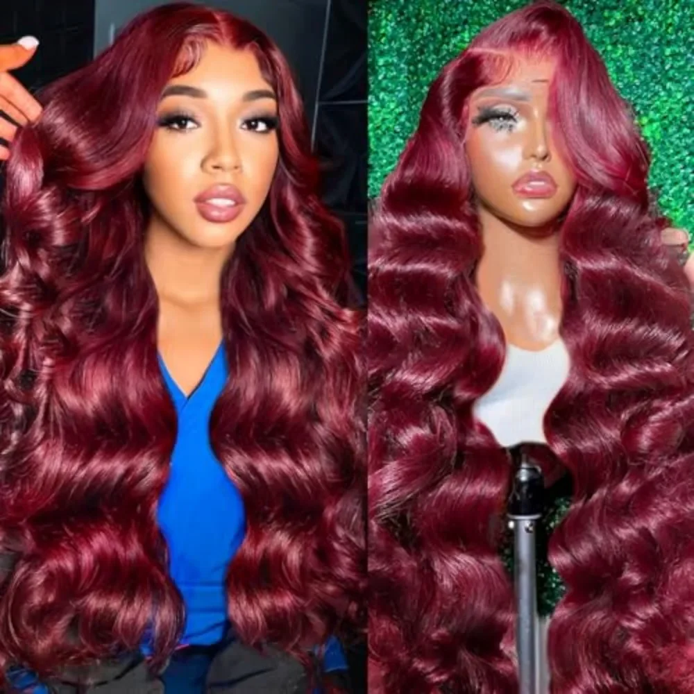 

Парик с HD-кружевом 13x6, плотность 180, 30 дюймов, цвет 99J Бордовый, прозрачный HD, 13x4, с эффектом Body Wave, 100% натуральные человеческие волосы, фронтальный парик для женщин