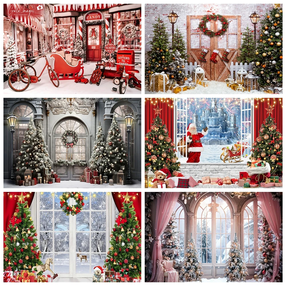 Winter Christmas Red Background Decoration Props Christmas Tree Stove Photography Studio Photo Photo Photo Banner Poster Supplie