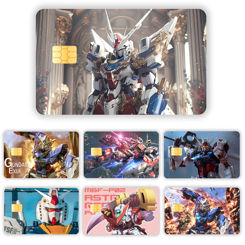 G-Gundam Card Sticker Credit Card Chip Creativity Cartoon Waterproof Kawaii Stickers Big and Small Chip Stickers