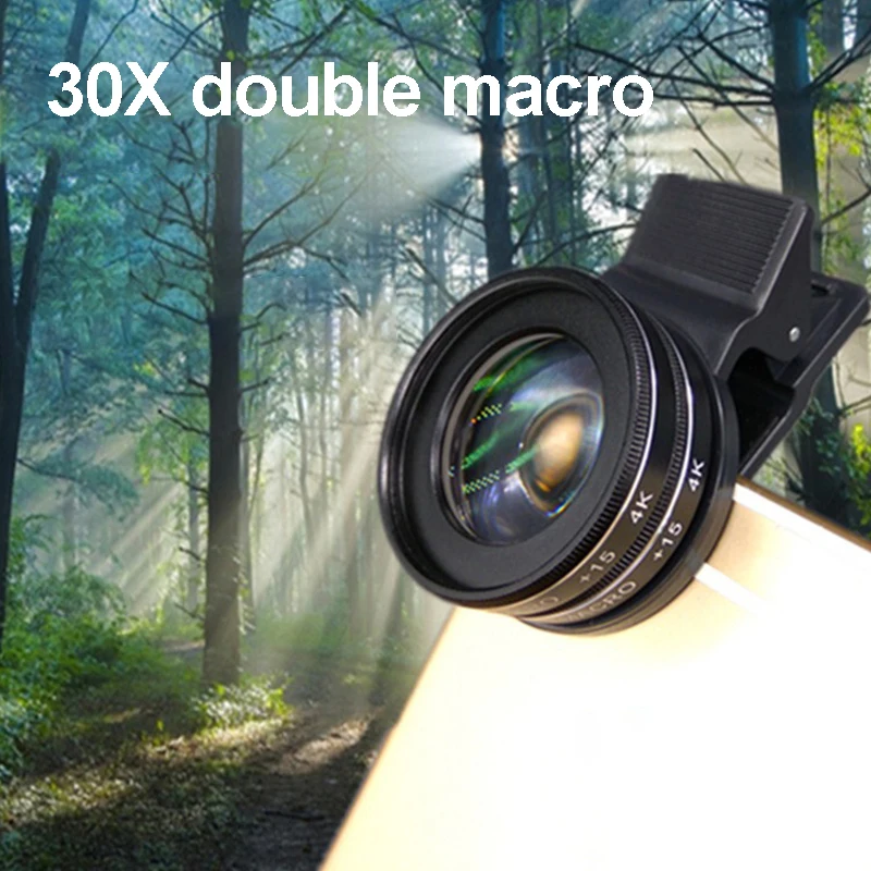 عدسة ماكرو 30X للهاتف، عدسة كاميرا للهاتف الخلوي لهاتف آيفون المستقطب، كاميرا الهاتف المحمول، عدسة هاتف ماكرو للتصوير الفوتوغرافي