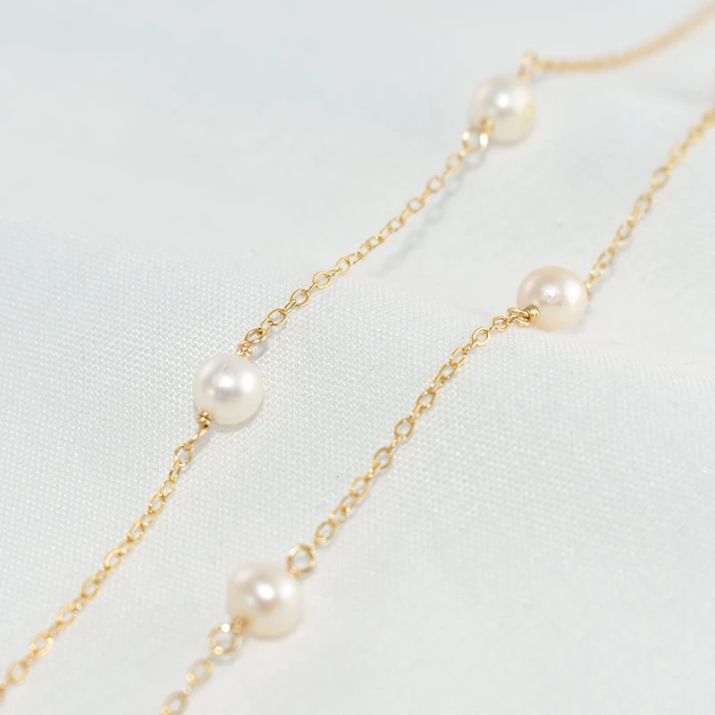 Naturalny naszyjnik z pereł 14K wypełniony złotem 925 srebrny naszyjnik Choker ręcznie robione wisiorki Collier Femme Kolye Collares biżuteria Boho — zdjęcie 5