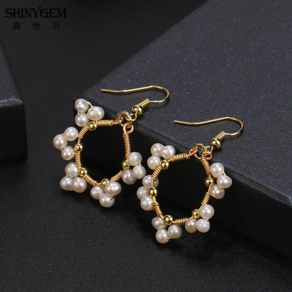 SHINYGEM Baroque Natural Freshwater Genuine Earrings for Women 14k Gold Plated Hand Wound Wire 925 Silver Ear Stud Accessory2026